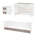 Bed MiniMAX NEW white+coffee Variant A /teen bed; study desk; cupboard/